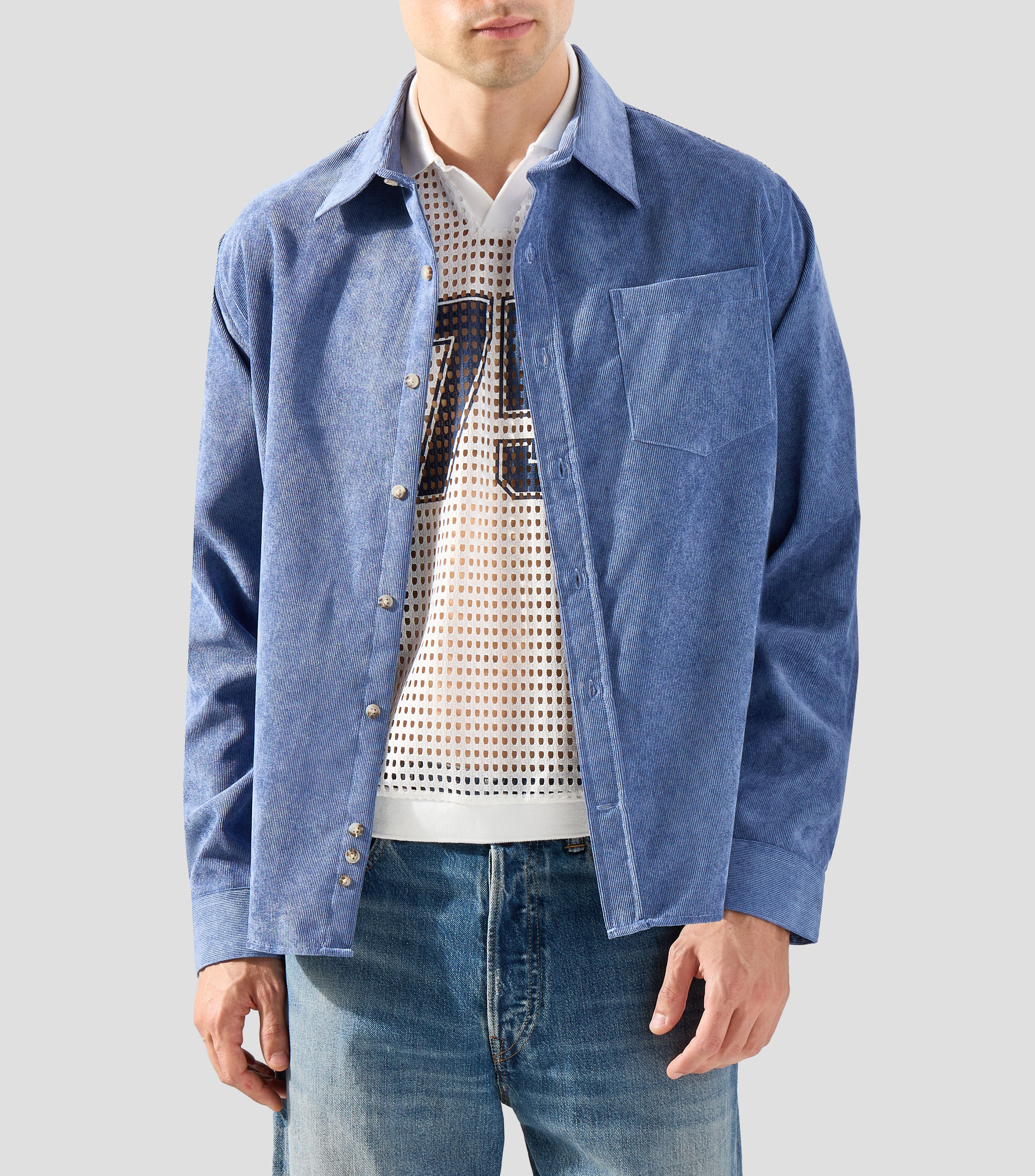 Camisa sólida manga larga Hombre